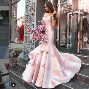 NWT Jovani Blush Off-the-shoulder Mermaid Evening Gown, size 6